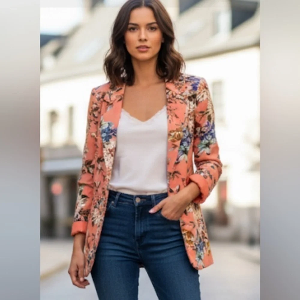 ✨Cynthia Rowley Coral Floral Blazer